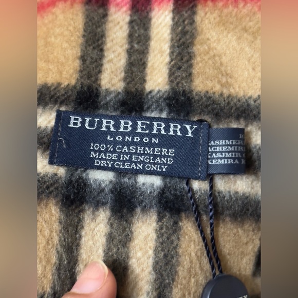 Burberry Tan and Black Plaid Scarf with Fringe - Picture 2 of 4